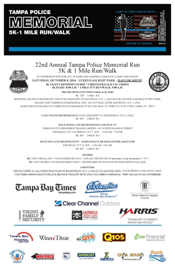 Tampa Police Memorial - 22nd Annual Tampa Police Memorial Run/Walk